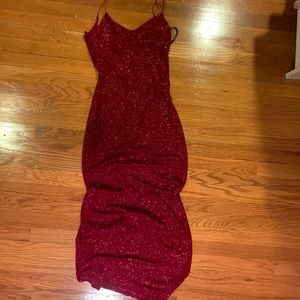 Candy apply red sparkle floor length holiday dress